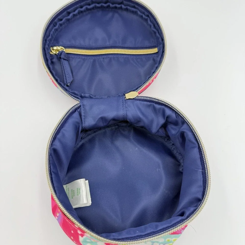 Lilly Pulitzer Pouch Drawstring & Zipper Makeup Bag Dragonfruit Oh My Guava 2 pc